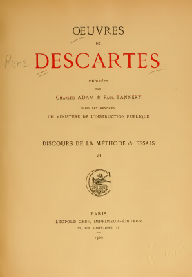 Couverture de Descartes - Discours de la méthode avec les opuscules (AT orig IV)